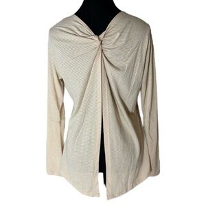 VERVE LEVELWEAR New Hannah Back Pleat Knot Sand Peach Metallic Stripes Medium